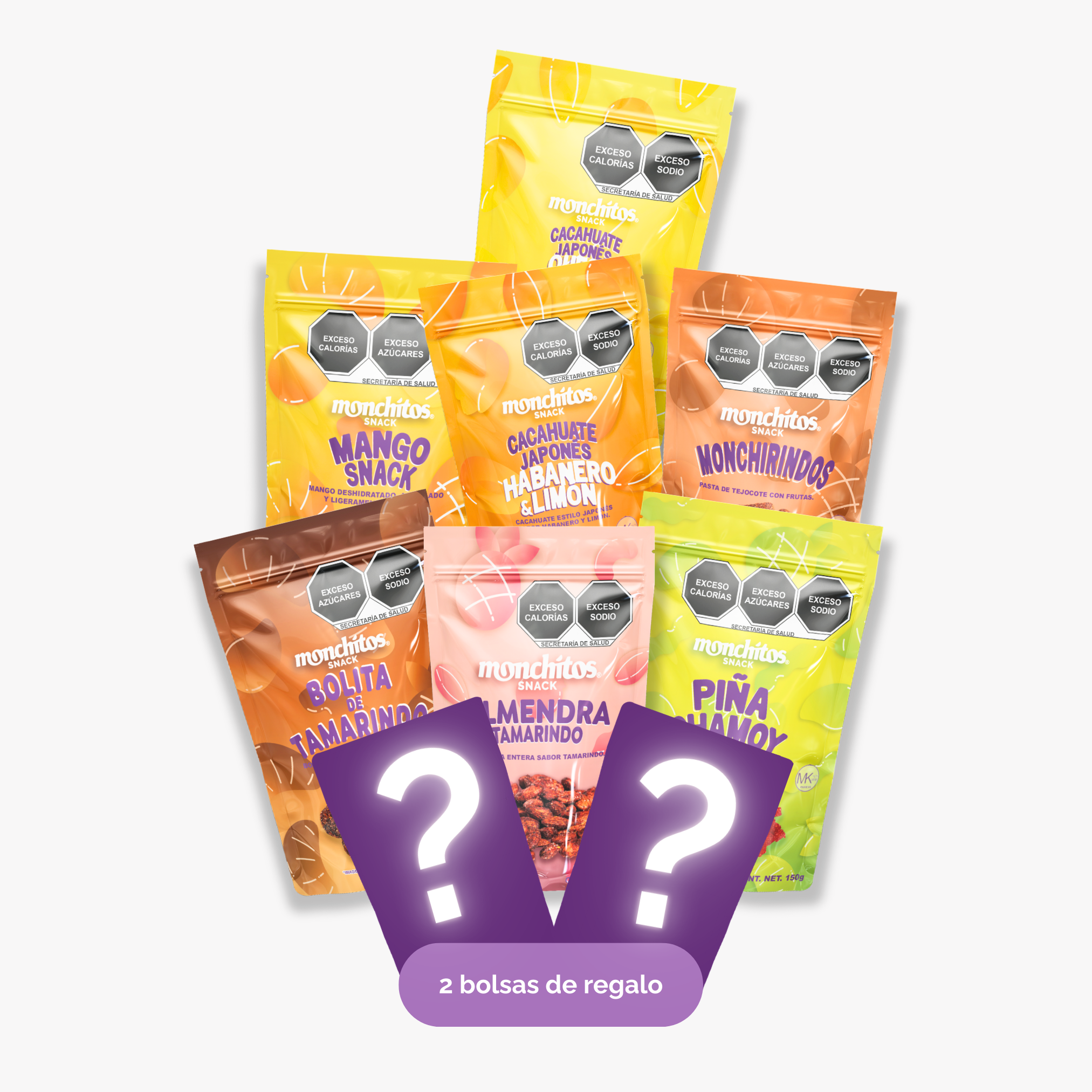 Paquete Mix "Monchitos Snack" (7 pz) + 2 bolsas de regalo GRATIS