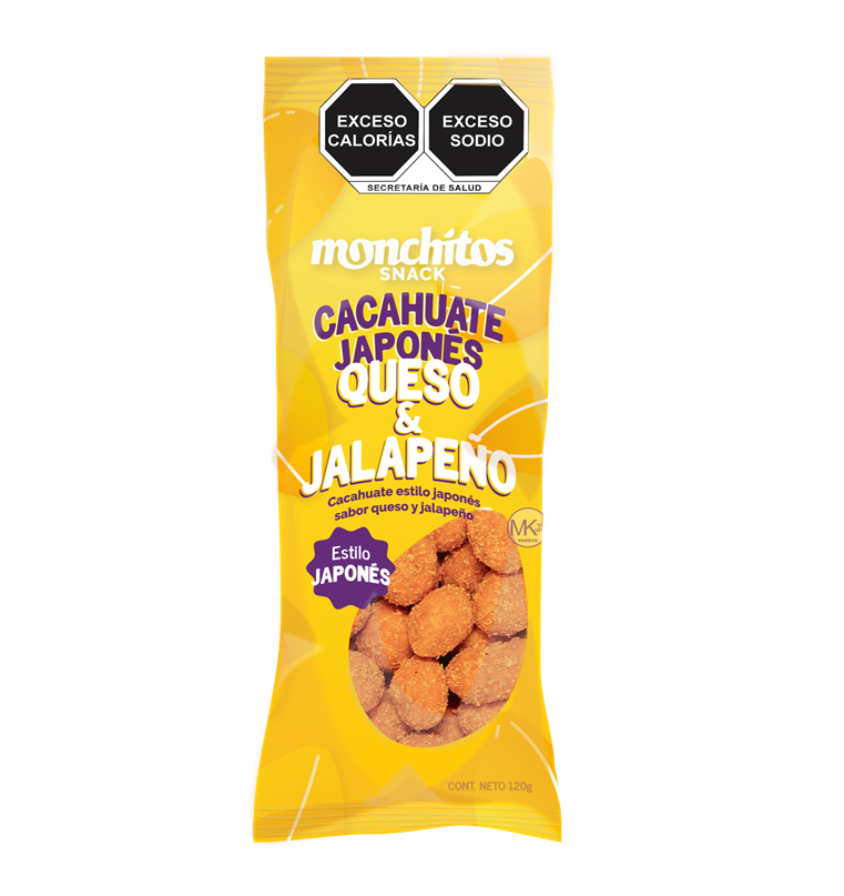 Cacahuate Japonés Queso Jalapeño (120 grs. - 12 pz.)